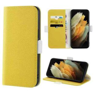 For Samsung Galaxy S21 Ultra 5G Candy Color Litchi Texture Leather Phone Case(Yellow)