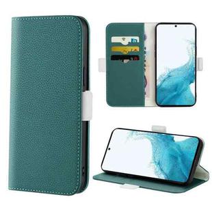 For Samsung Galaxy S22 5G Candy Color Litchi Texture Leather Phone Case(Dark Green)