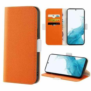 For Samsung Galaxy S22 5G Candy Color Litchi Texture Leather Phone Case(Orange)