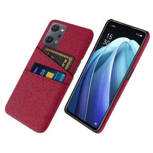 For OPPO Reno7 A Cloth Coated Hard Plastic Card Slots Phone Case(Red)