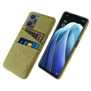 For OPPO Reno7 A Cloth Coated Hard Plastic Card Slots Phone Case(Yellow)