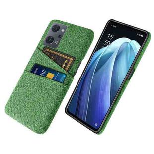For OPPO Reno7 A Cloth Coated Hard Plastic Card Slots Phone Case(Green)