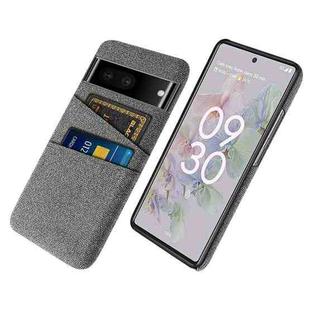 For Google Pixel 6a Cloth Coated Hard Plastic Card Slots Phone Case(Grey)