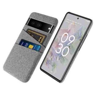 For Google Pixel 6a Cloth Coated Hard Plastic Card Slots Phone Case(Light Grey)