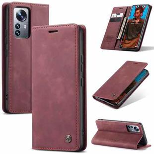 For Xiaomi 12 Pro CaseMe 013 Multifunctional Horizontal Flip Leather Phone Case(Wine Red)