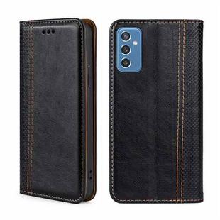 For Samsung Galaxy M52 5G Grid Texture Magnetic Flip Leather Phone Case(Black)