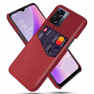 For OPPO A57 5G Cloth Texture Card Slot PC Leather Phone Case(Red)