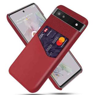 For Google Pixel 6a Cloth Texture Card Slot PC Leather Phone Case(Red)