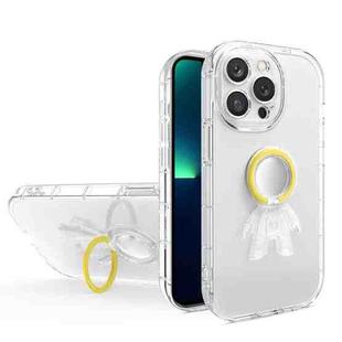 For iPhone 13 mini Astronaut Ring Holder Transparent Phone Case (Yellow)