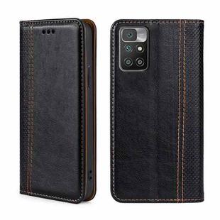 For Xiaomi Redmi 10 Grid Texture Magnetic Flip Leather Phone Case(Black)