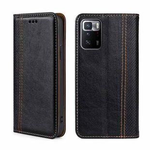 For Xiaomi Redmi Note 10 Pro 5G China Grid Texture Magnetic Flip Leather Phone Case(Black)