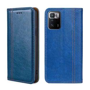 For Xiaomi Redmi Note 10 Pro 5G China Grid Texture Magnetic Flip Leather Phone Case(Blue)
