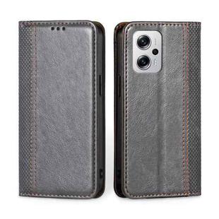 For Xiaomi Redmi Note 11T Pro 5G/Note 11T Pro+ 5G Grid Texture Magnetic Flip Leather Phone Case(Grey)