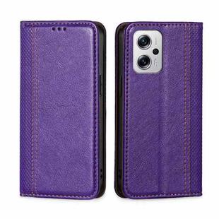 For Xiaomi Redmi Note 11T Pro 5G/Note 11T Pro+ 5G Grid Texture Magnetic Flip Leather Phone Case(Purple)