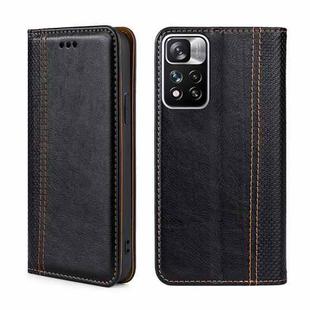 For Xiaomi Redmi Note 11 Pro 5G/Note 11 Pro+ 5G Grid Texture Magnetic Flip Leather Phone Case(Black)