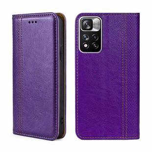 For Xiaomi Redmi Note 11 Pro 5G/Note 11 Pro+ 5G Grid Texture Magnetic Flip Leather Phone Case(Purple)