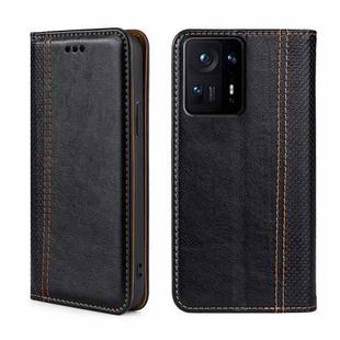 For Xiaomi Mix 4 Grid Texture Magnetic Flip Leather Phone Case(Black)