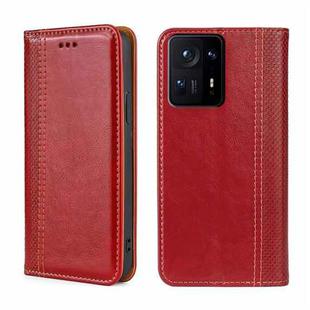 For Xiaomi Mix 4 Grid Texture Magnetic Flip Leather Phone Case(Red)