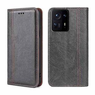 For Xiaomi Mix 4 Grid Texture Magnetic Flip Leather Phone Case(Grey)