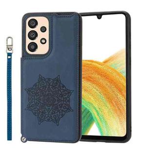 For Samsung Galaxy A53 5G Mandala Embossed PU + TPU Phone Case with Holder(Blue)