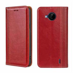 For Nokia C20 Plus Grid Texture Magnetic Flip Leather Phone Case(Red)
