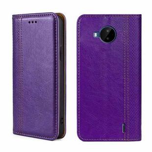 For Nokia C20 Plus Grid Texture Magnetic Flip Leather Phone Case(Purple)