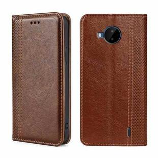 For Nokia C20 Plus Grid Texture Magnetic Flip Leather Phone Case(Brown)