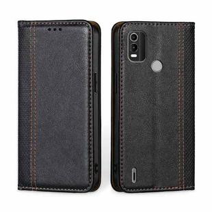 For Nokia C21 Plus Grid Texture Magnetic Flip Leather Phone Case(Black)