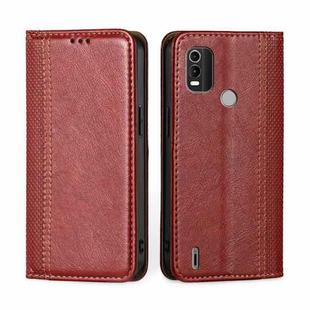 For Nokia C21 Plus Grid Texture Magnetic Flip Leather Phone Case(Red)