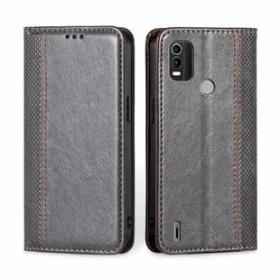 For Nokia C21 Plus Grid Texture Magnetic Flip Leather Phone Case(Grey)