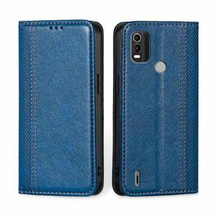 For Nokia C21 Plus Grid Texture Magnetic Flip Leather Phone Case(Blue)