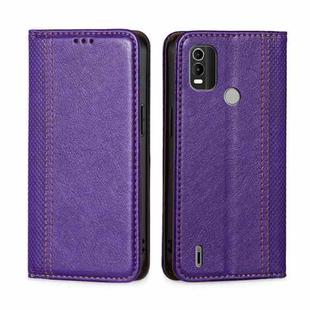 For Nokia C21 Plus Grid Texture Magnetic Flip Leather Phone Case(Purple)