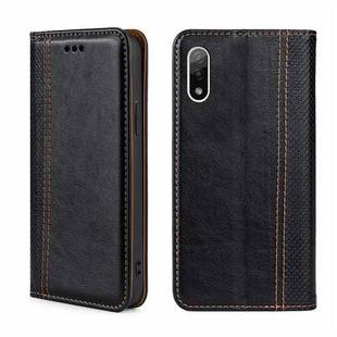 For Sony Xperia Ace II Grid Texture Magnetic Flip Leather Phone Case(Black)