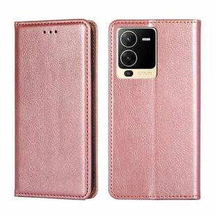 For vivo S15 5G Gloss Oil Solid Color Magnetic Leather Phone Case(Rose Gold)