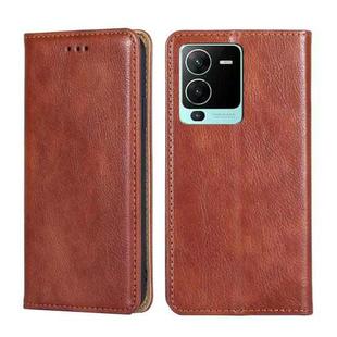 For vivo S15 Pro 5G Gloss Oil Solid Color Magnetic Leather Phone Case(Brown)