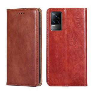 For vivo V21e 4G / Y73 2021 Gloss Oil Solid Color Magnetic Leather Phone Case(Brown)