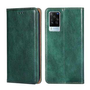 For vivo X60 Pro Global / X60 Curved Screen Ver. Gloss Oil Solid Color Magnetic Leather Phone Case(Green)