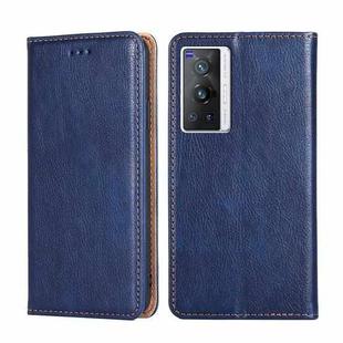 For vivo X70 Pro Gloss Oil Solid Color Magnetic Leather Phone Case(Blue)