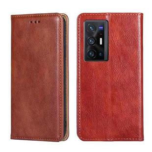 For vivo X70 Pro Plus Gloss Oil Solid Color Magnetic Leather Phone Case(Brown)