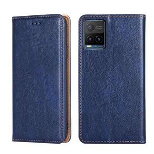 For vivo Y21 / Y21s / Y33s Gloss Oil Solid Color Magnetic Leather Phone Case(Blue)