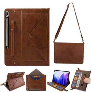 For Samsung Galaxy Tab S7+ T970/T975 Envelope Solid Color Leather Tablet Case(Brown)
