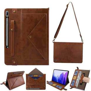For Samsung Galaxy Tab S8 Ultra Envelope Solid Color Leather Tablet Case(Brown)