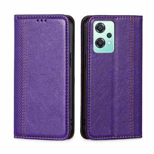 For OnePlus Nord CE 2 Lite 5G Grid Texture Magnetic Flip Leather Phone Case(Purple)