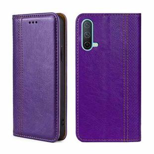 For OnePlus Nord CE 5G Grid Texture Magnetic Flip Leather Phone Case(Purple)