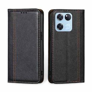 For OnePlus Ace Racing Grid Texture Magnetic Flip Leather Phone Case(Black)