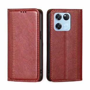 For OnePlus Ace Racing Grid Texture Magnetic Flip Leather Phone Case(Red)