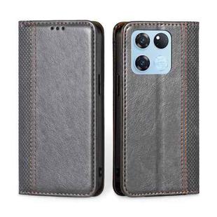 For OnePlus Ace Racing Grid Texture Magnetic Flip Leather Phone Case(Grey)