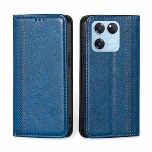 For OnePlus Ace Racing Grid Texture Magnetic Flip Leather Phone Case(Blue)