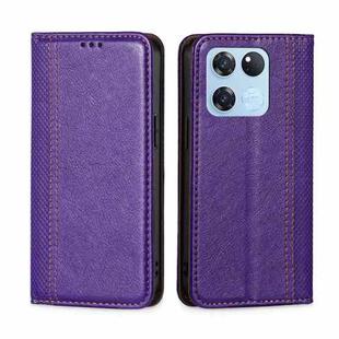 For OnePlus Ace Racing Grid Texture Magnetic Flip Leather Phone Case(Purple)