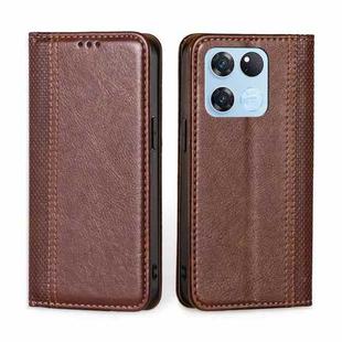 For OnePlus Ace Racing Grid Texture Magnetic Flip Leather Phone Case(Brown)